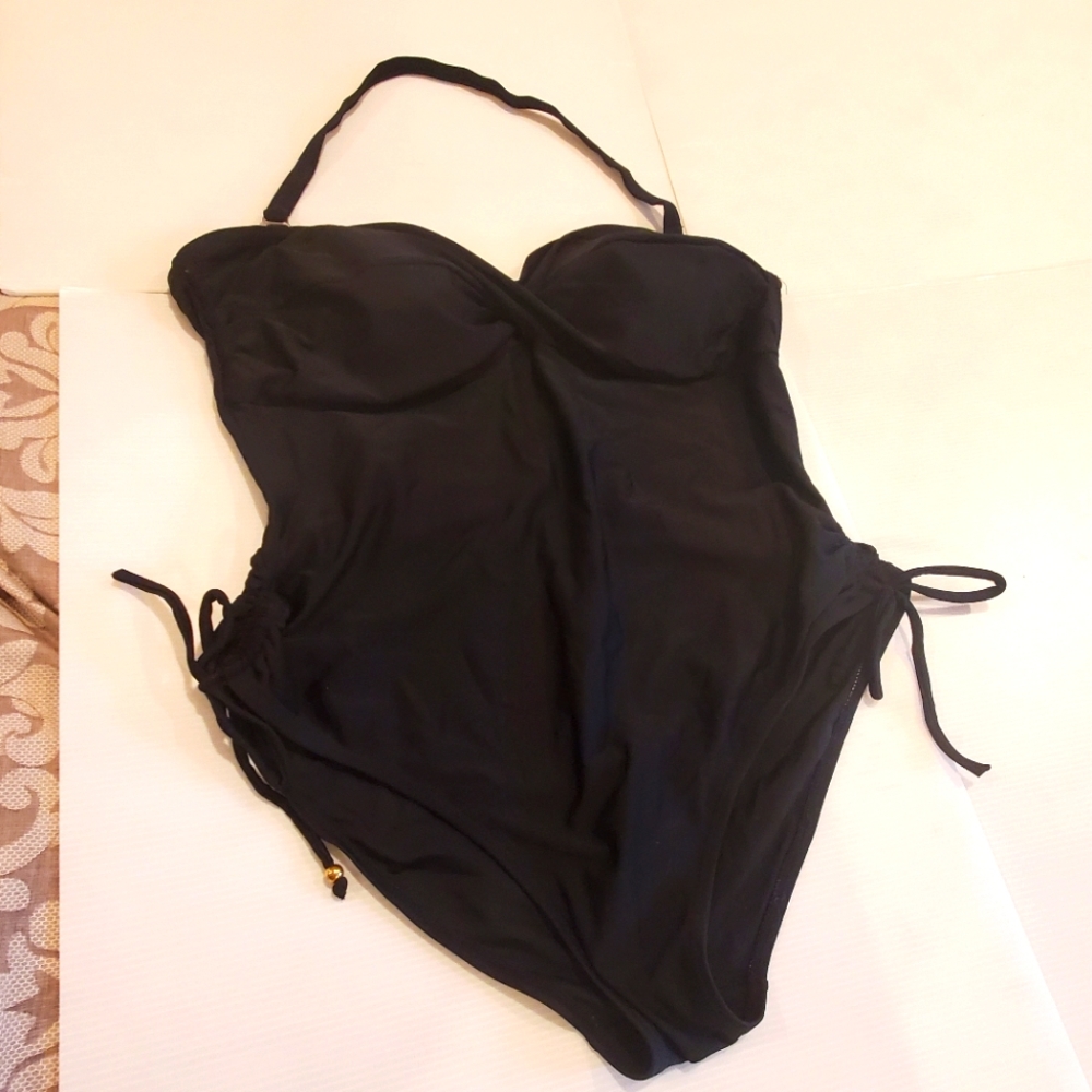 Always for Me Chic Black Halter One Piece Swimsuit Size 18W